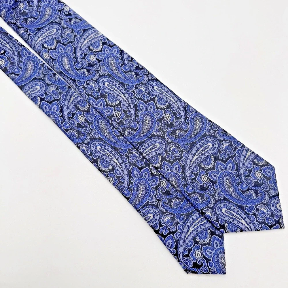 Ted Baker Luxury‎ Silk Tie Men Blue Paisley Jacquard Designer 62